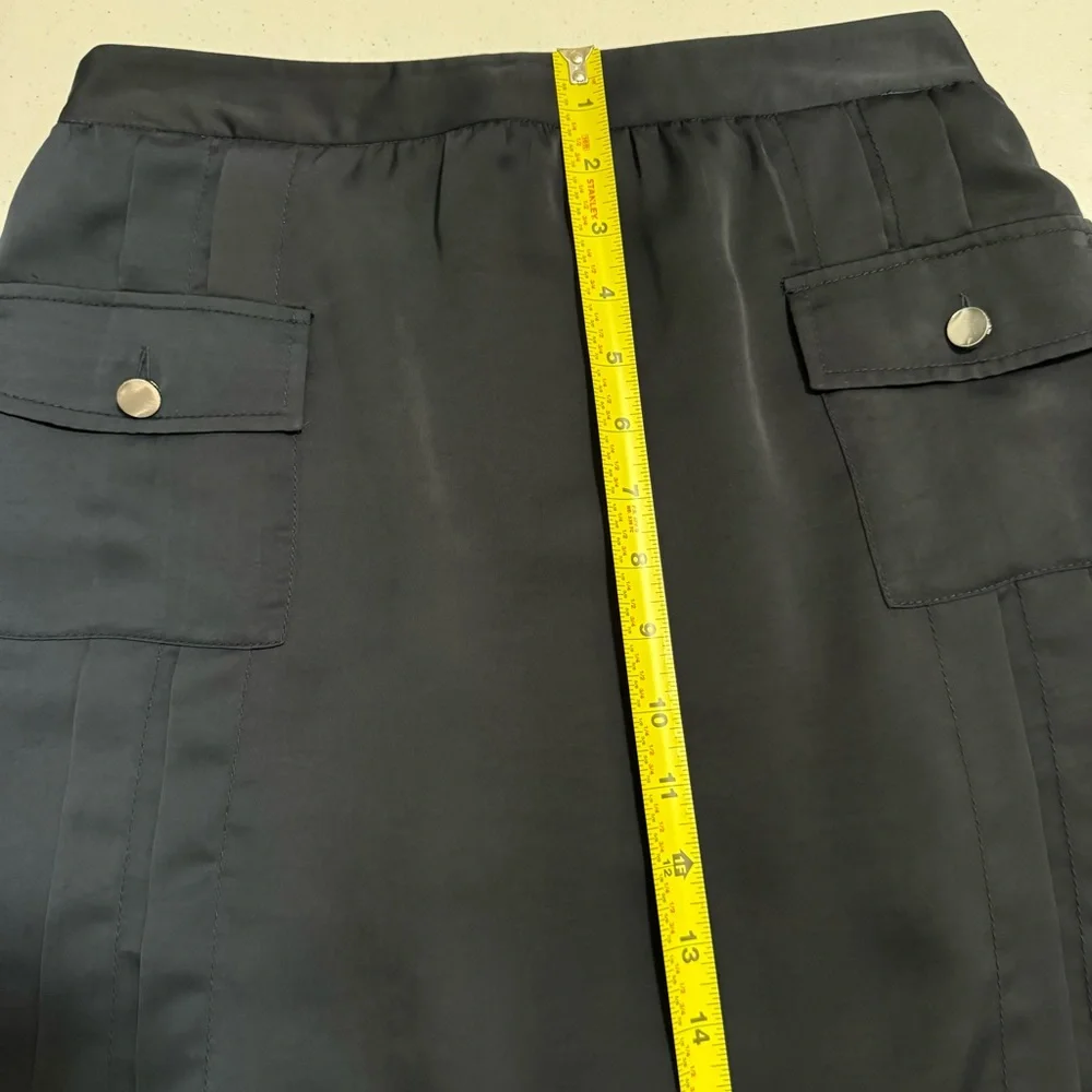 Tory Burch Silky Pleated Parch Pocket Navy Skirt 4